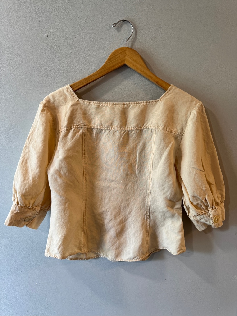 & Other Stories Cream Square-Neck Button Front Linen Blend Top - Picture 4 of 5